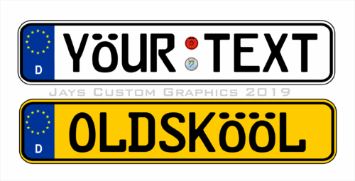 Euro Style Custom Number Plates