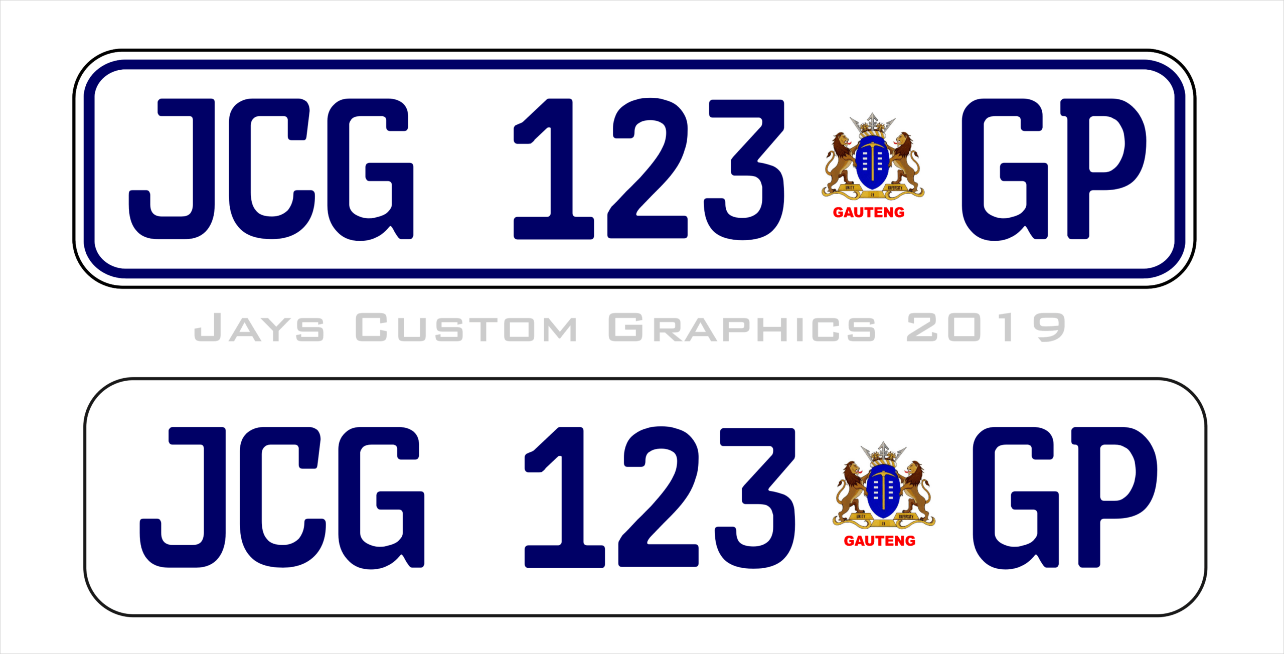 Gauteng GP Perspex Number Plate